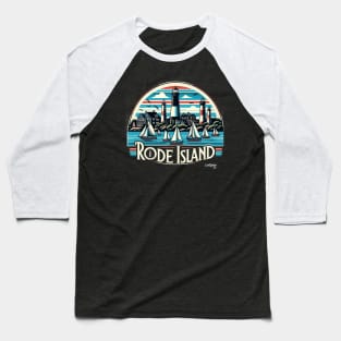 Rhode Island Rendezvous: Nautical Charm - American Vintage Retro style USA State Baseball T-Shirt